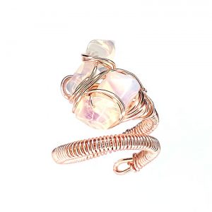 Wrapped Moonstone Chips Ring Laminated Rose Gold Wire