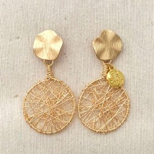 Circle Nest 14k Gold Laminated Wire Earrings