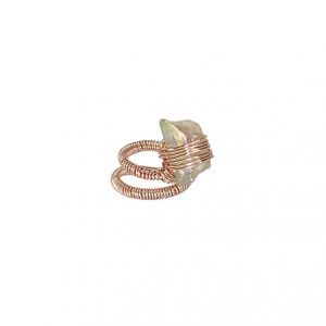 Wrapped Moonstone Ring Laminated Rose Gold